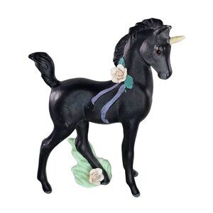Vintage Enesco GG Santiago Black Unicorn Horse Foal Figurine Standing 1991